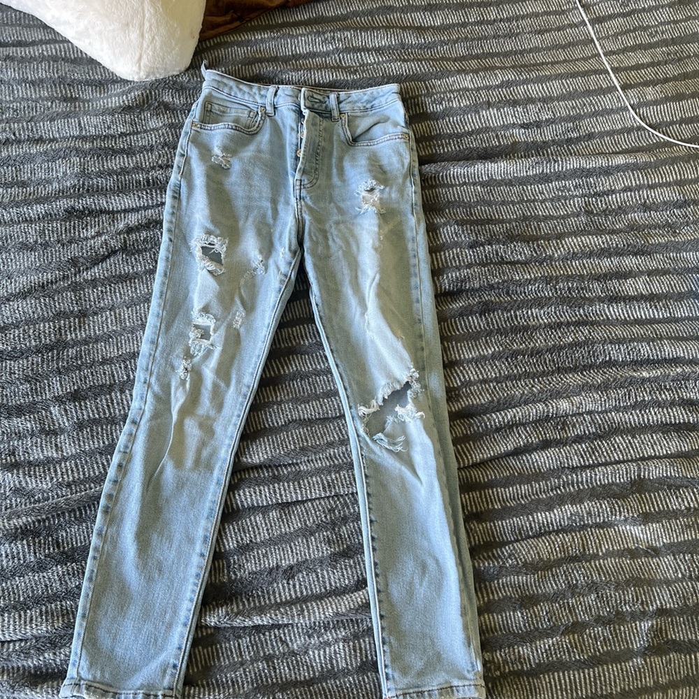 Forever 21 Light Blue Ripped Skinny Jeans